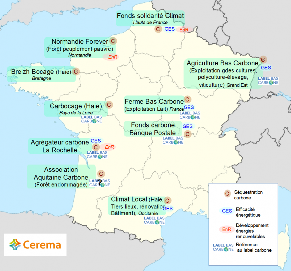 Carte des expériences locales de fonds carbone