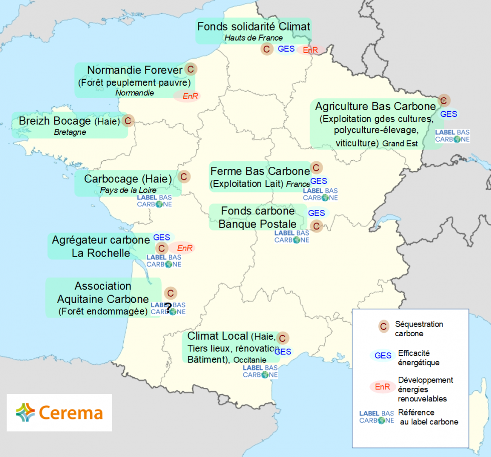 Carte des expériences locales de fonds carbone